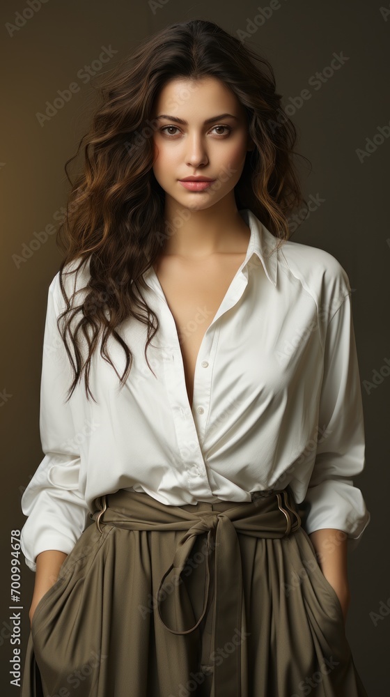 Full - body outfit including shoes of a young beautiful woman model Full - body outfit including shoes of a young beautiful woman model