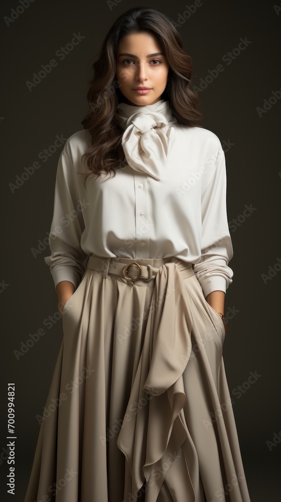 Full - body outfit including shoes of a young beautiful woman model Full - body outfit including shoes of a young beautiful woman model