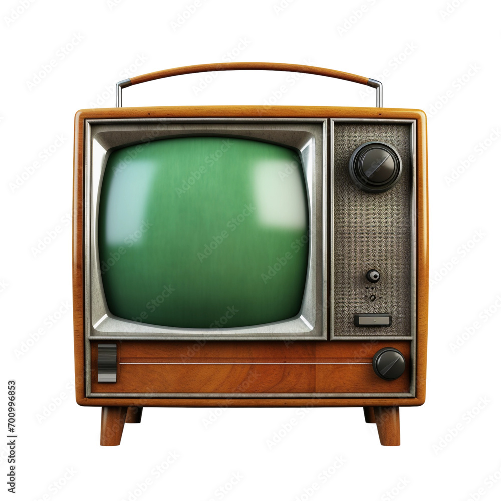Retro Vintage Television Isolated Transparent, Generative AI