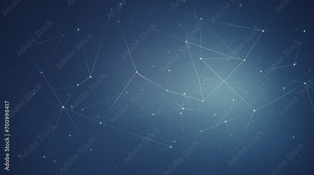 Synaptic Neural Network Dark Blue Banner. Network Connections in Futuristic Abstract Background.	