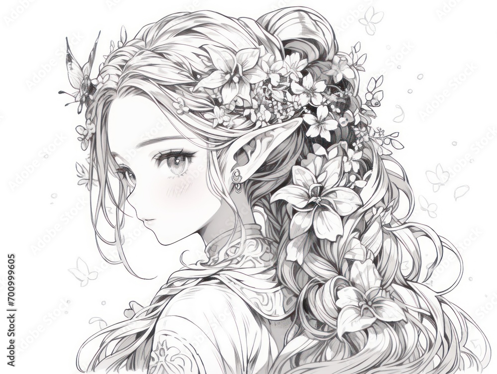 Fototapeta premium elven. Coloring Book, Coloring pages