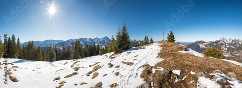 summit of Seeberg mountain, with view to Wendelstein, hiking destination Bayrischzell photo