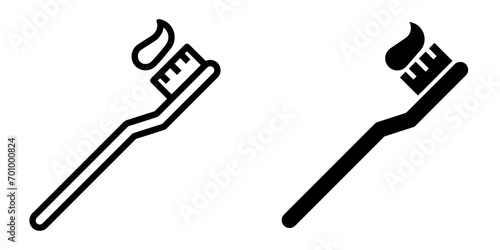 ofvs510 OutlineFilledVectorSign ofvs - tooth brush vector icon . toothpaste sign . isolated transparent . black outline and filled version . AI 10 / EPS 10 / PNG . g11853 photo