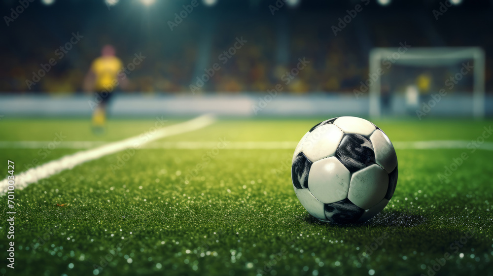 Obraz premium Close-Up of Soccer Players Legs Dribbling Football