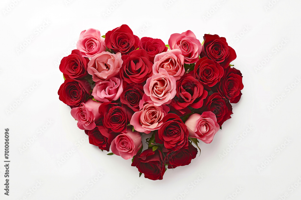Beautiful red roses forming a heart shape for valentine's day on isolated background Beautiful red roses forming a heart shape for valentine's day on isolated background
