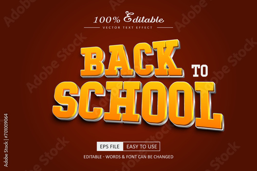 Back to school editable 3d text effect style