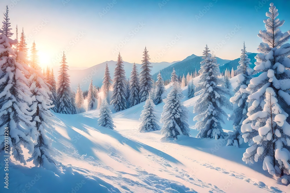 Obraz premium winter landscape with trees