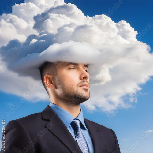 Man with his head in the clouds