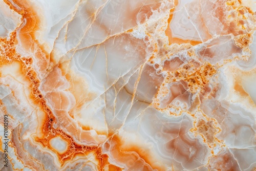 A close up marble stone surface in peach fuzz pink color. orange rock wall texture with striped lines and curves pattern, realistic high quality pinkish orange generated by AI.