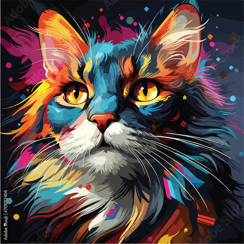 cat vector pop art style vector illustration. colorful animal art