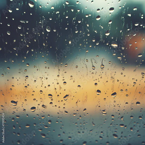 A close-up of raindrops on a windowpane.