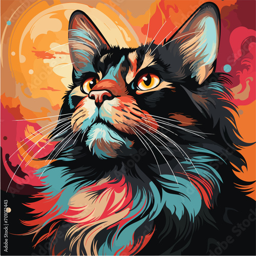cat vector pop art style vector illustration. colorful animal art © hashinikaushalya
