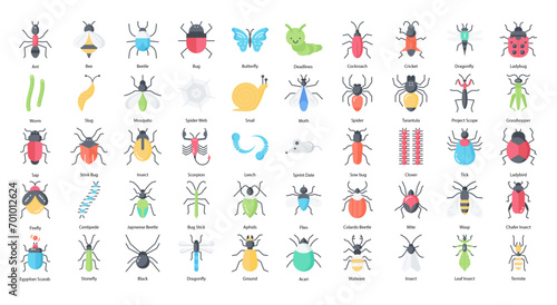 Insects Flat Icons Insect Bug Butterfly Iconset
50 Vector Icons