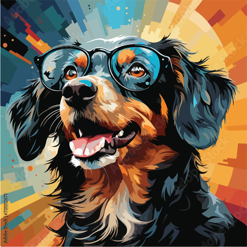 dog vector pop art style vector illustration. colorful animal art