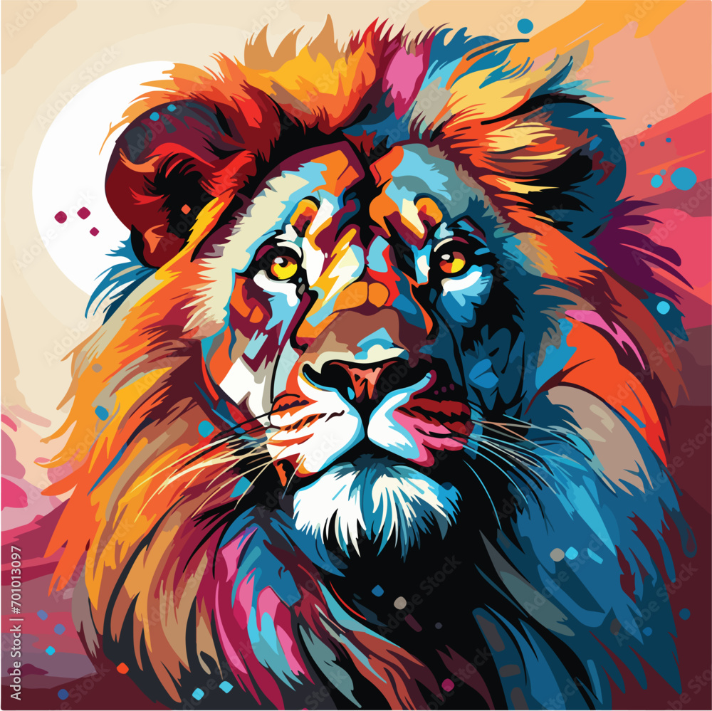 a lion vector pop art style vector illustration. colorful animal art