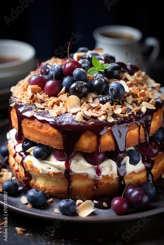 blueberry nectarine coffee cake