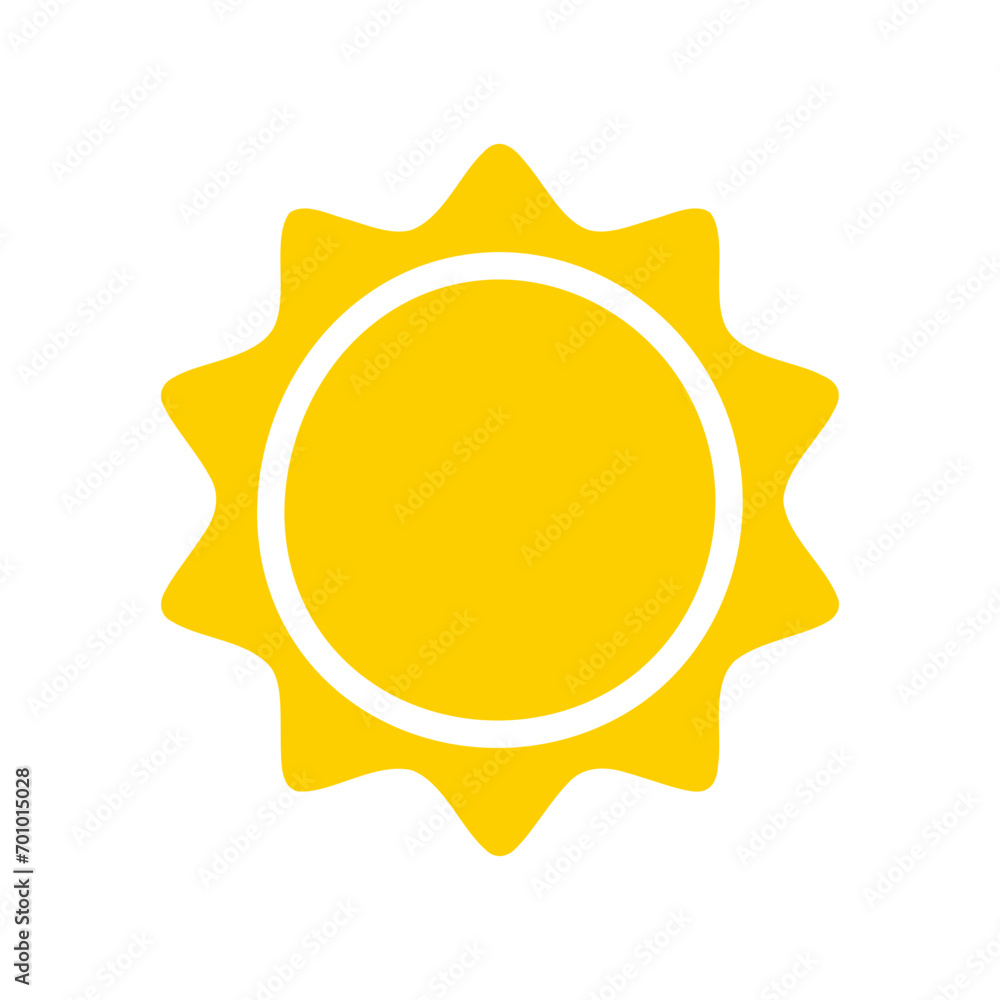 Sun icon. The silhouette of the sun shining brightly on a spring morning Sun icon. The silhouette of the sun shining brightly on a spring morning