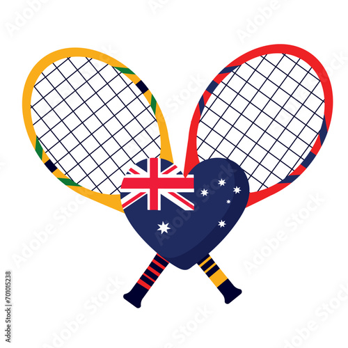 australia tennis rackets and heart