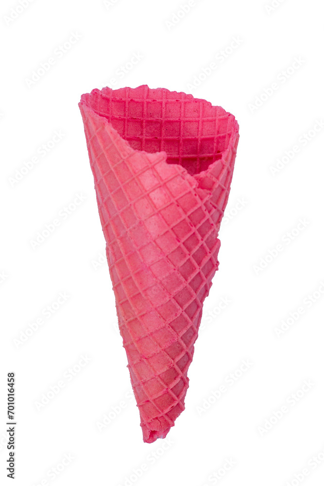pink empty ice cream cone isolated on white background pink empty ice cream cone isolated on white background