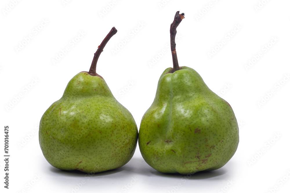 Pear isolated. two whole green pear on white background. Pear isolated. two whole green pear on white background.