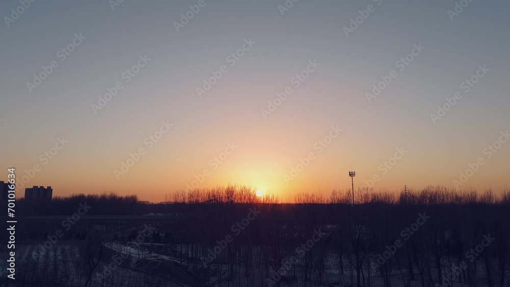 Drone 4K aerial photography flies through the woods to watch the sunset Drone 4K aerial photography flies through the woods to watch the sunset