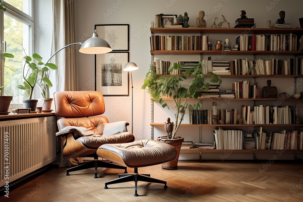 Inviting mid-century Copenhagen reading nook with a classic lounge ...