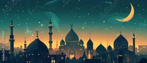 Flat design Ramadan Kareem background. photo