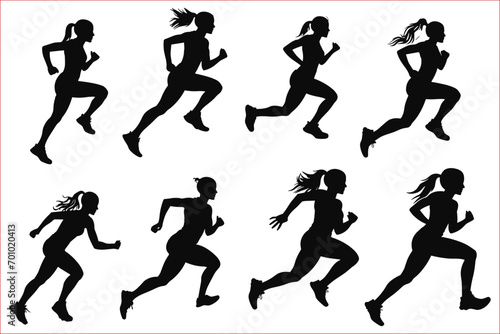 Running people silhouette, Men and women runners silhouette, Runner silhouette	