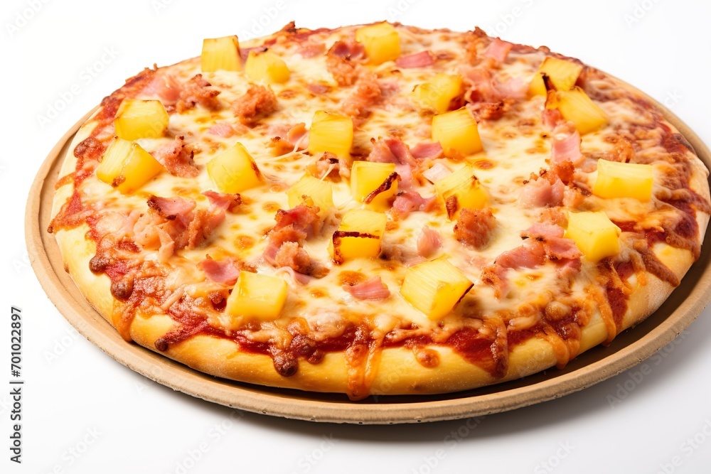Delectable Hawaiian Pizza with Chewy Crust and Sweet Pineapple, Tropical Twist on a Classic Favorite Delectable Hawaiian Pizza with Chewy Crust and Sweet Pineapple, Tropical Twist on a Classic Favorite