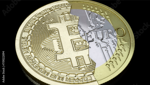 Bitcoin und Euromünze © bluedesign