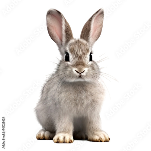 Portrait of rabbit sitting, isolated on transparent of white background