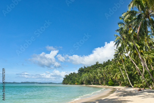 Port Barton, Palawan Philippines - December 23 2023 - Beautiful coastline and turquoise water at the Port Barton Beach in San Vicente, Palawanin the White Beach near Port Barton