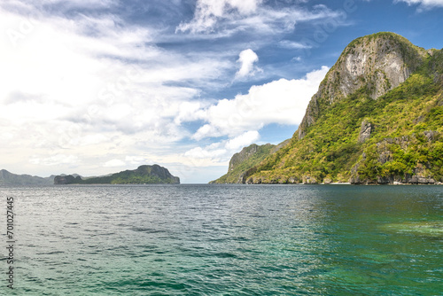 PALAWAN, PHILIPPINES - DECEMBER 21, 2023: Landscape of the beautiful mountain cliff in the sea, El Nido province in Palawan island in Philippines. 6 million tourists visited Philippines in 2016. © Scotts Travel Photos
