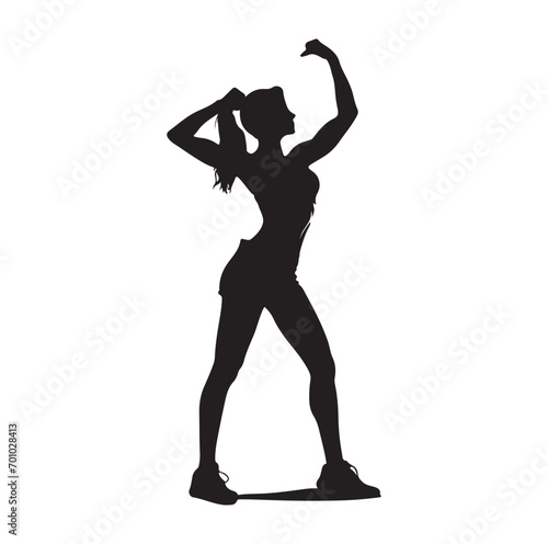 Gym workout silhouette. human fitness vector illustration set.