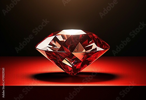 A Shimmering Red Diamond Resting Gracefully on a Table