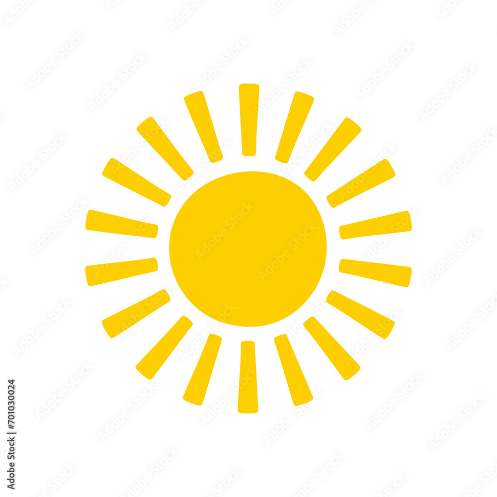 Sun icon. The silhouette of the sun shining brightly on a spring morning Sun icon. The silhouette of the sun shining brightly on a spring morning