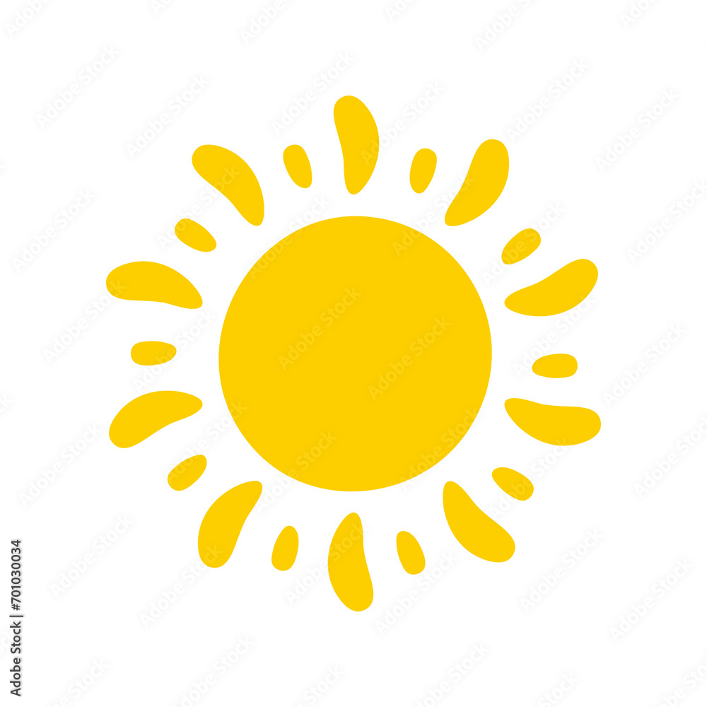 Sun icon. The silhouette of the sun shining brightly on a spring morning Sun icon. The silhouette of the sun shining brightly on a spring morning