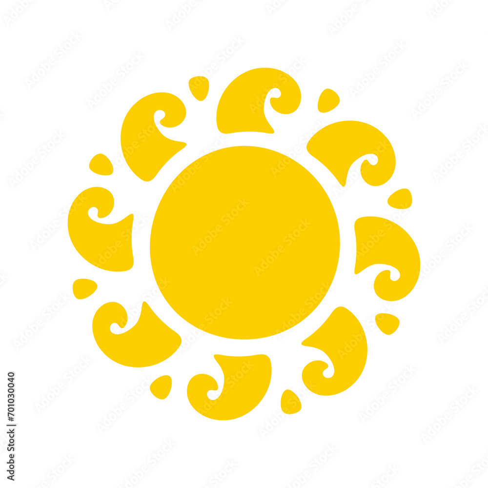 Sun icon. The silhouette of the sun shining brightly on a spring morning Sun icon. The silhouette of the sun shining brightly on a spring morning