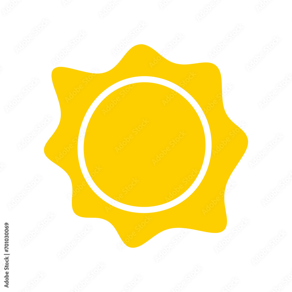 Sun icon. The silhouette of the sun shining brightly on a spring morning Sun icon. The silhouette of the sun shining brightly on a spring morning