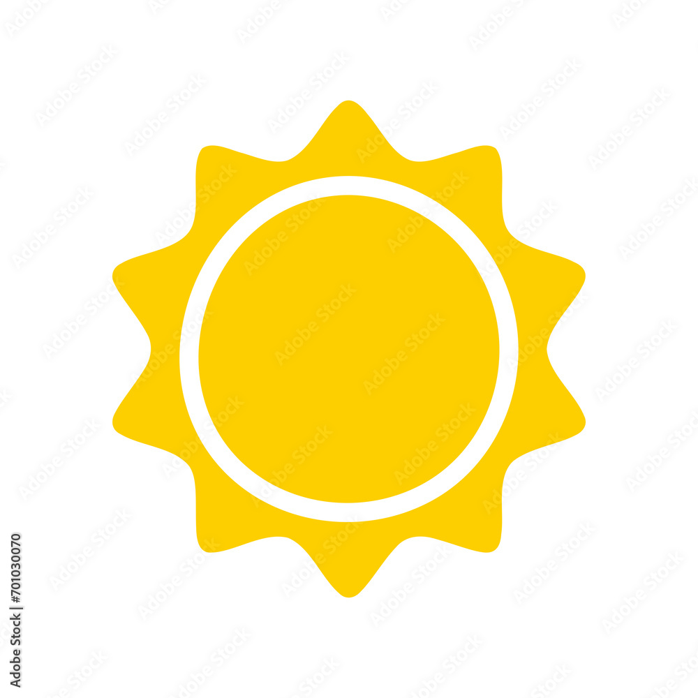 Sun icon. The silhouette of the sun shining brightly on a spring morning Sun icon. The silhouette of the sun shining brightly on a spring morning