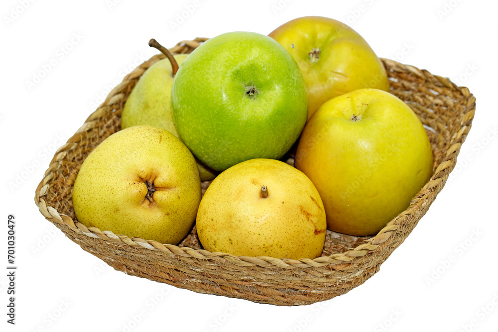 A fruits basket, full with some apples and pears A fruits basket, full with some apples and pears