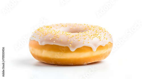 Delicious isolated donut with sweet topics on white background