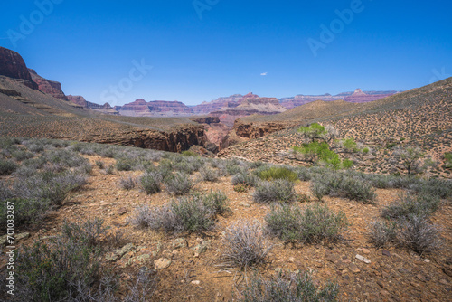 hiking the tonto trail in the grand canyon national park, arizona, usa