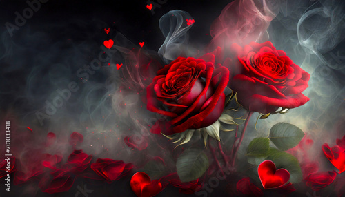 Czerwona róża, kocham Cię, czarne tło photo