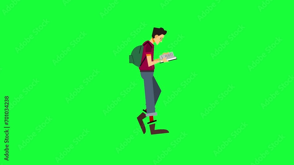 Animated boy Walk and Reading icon background, logo symbol, social media, green screen Animated boy Walk and Reading icon background, logo symbol, social media, green screen