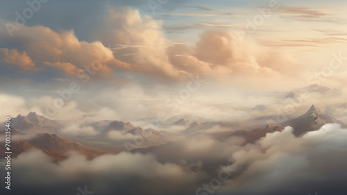 Cloudy hazy mountaintop; another world in the clouds 