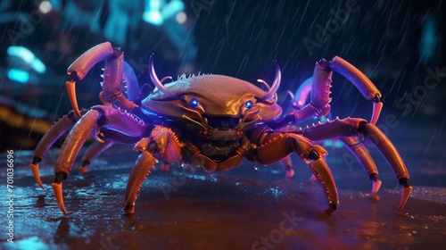 the crab from Moana neon 3d ux.Generative AI