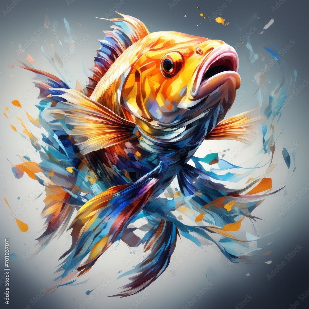 golden fish in the aquarium created with generative AI software