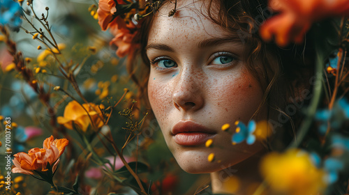 beautiful woman with colourful makeup