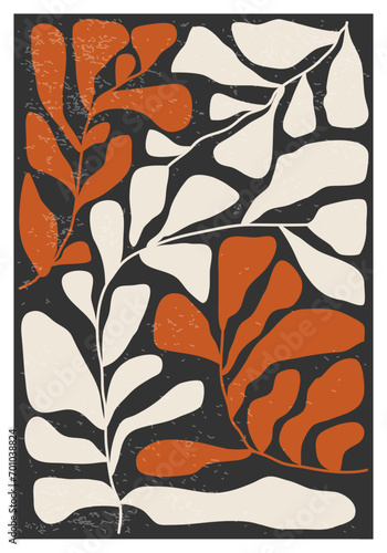 Minimalist poster with abstract art leaf composition